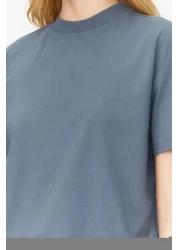  Collection Dark Gray 100% Cotton Basic Regular/Normal Fit Stand Collar Knitted T-Shirt Twoaw20Ts0096