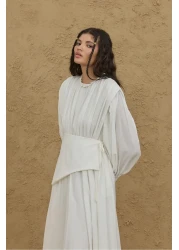 Fahhar Mobile Piece Voile Dress Ecru