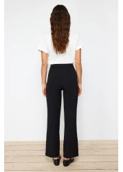  Collection بنطال قماش أسود مطوي بأرجل واسعة - TWOSS21PL0155