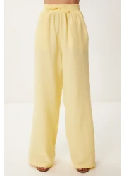 Lovelyİstanbul بنطلون موسلين بالازو أصفر LMX0008