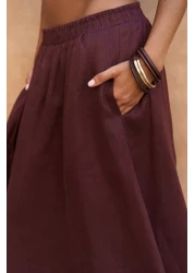 BOHEMAİ Fiametta Shabby Burgundy Linen Vest Skirt Suit