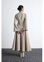 Manuka Beige Tuvit Blouse - Peplum Detailed