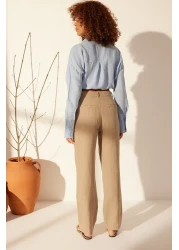  Collection Mink 100% Linen High Waist Wide Leg Trousers TWOSS24JE00246