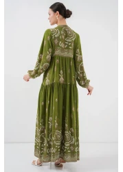 Bigdart 2423 Authentic Patterned Hijab Dress - D.Khaki