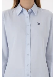 U.S. Polo Assn. قميص نسائي أساسي بأكمام طويلة باللون الأزرق الفاتح 50297002 -VR003