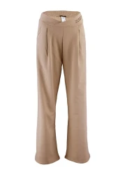  Collection بنطلون بيج بطبعة مفصلة بأرجل واسعة/قصة مريحة وخصر محبوك غير متماثل TWOAW23PL00389