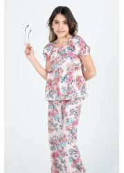 Kyron Girl's 100% Woven Viscose Floral Patterned Bottom and Top Set