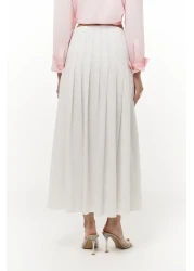 BOHEMAİ تنورة طويلة بيضاء بتفاصيل طيات الدفيئة