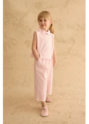 Fahhar Kids بدلة بنطلون بتفاصيل شق وردي