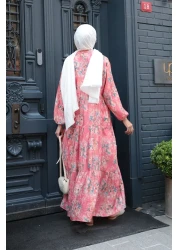 LOCCO Women's Lily Pattern Dress Fuchsia