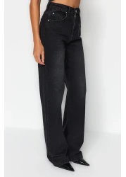  Collection Black High Waist Wide Leg Wide Leg Jeans Twoaw24Je00074