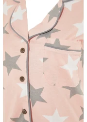  Collection Powder Star Shirt-Pants Knitted Pajamas Set Thmss21Pt0786