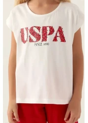 U.S. Polo Assn. US Polo Assn Licensed Flower Written Red Girl's Bermuda Suit