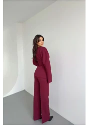 fmnbutik Pinterest - سترة ذات تصميم متوافق، بنطلون بالازو، طقم عصري أنيق