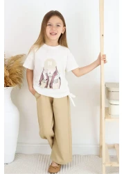 Çocuksan Baby&Kids Wear 7 Year Old Girl Waiter Suit - Beige, Girl Printed