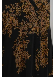 Bigdart 2423 Model Authentic Patterned Black Dress