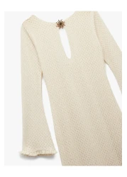 Koton X Melis Ağazat - فستان طويل بأكمام إسبانية طويلة مع بطانة وتفاصيل إكسسوارات ورقبة دائرية