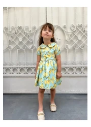 HC Kids Wear فستان بناتي بياقة ليمونية