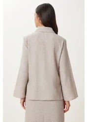 Happiness İstanbul Women's Beige Linen Shirt Skirt Suit Fn03475