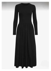 charango Women's Evaze Maxi Flared Skirt Combined Long Sleeve Dress