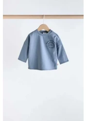 Next Baby طقم مكون من 3 قطع من القطن بأكمام طويلة منقوشة باللون الأزرق الداكن