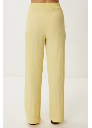 Lovelyİstanbul بدلة محبوكة بحزام بالازو أصفر LBY0002