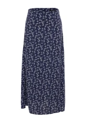  Collection Blue Floral Patterned Viscose Midi Skirt - TWOSS23ET00295