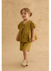 Fahhar Kids Ribbed Kimono Suit Fat Green