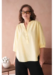 Park Karon V-Neck Button Detailed Woven Blouse