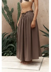 BOHEMAİ تنورة متوسطة الطول بنية اللون من Aninas بتفاصيل مطاطية