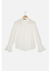  Collection Spanish Sleeve Woven Shirt - Ecru, Regular Fit TWOAW22GO0487