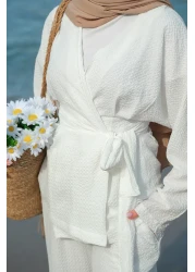 LOCCO بدلة غوفري نسائية باللون الأبيض