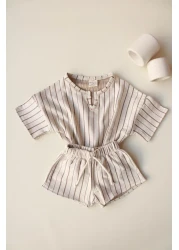 OhlalaKoala Brown Striped Shorts Set