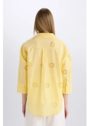 Defacto قميص Brode بأكمام طويلة وقصة واسعة مقاس كبير B5419AX25SP