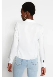  Collection Ecru Gathered Fitted/Slim Fit Woven Shirt TWOSS23GO00177