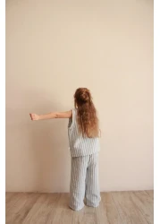 Oh La La Koala For Little Ones طقم موسلين بجيوب غير متماثلة مخططة باللون الأزرق