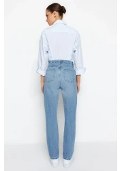  Collection Blue High Waist Straight Jeans TWOSS22JE0653