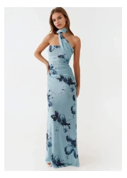Hiccup Strapless Patterned Bodycon Maxi Tulle Dress