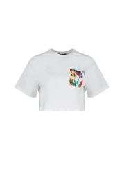  Collection Ecru Crew Neck Crop Knitted T-Shirt - 100% Cotton, Wide Fit TWOSS23TS00369