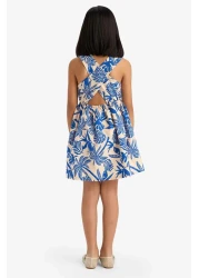 Defacto Girl's Patterned Poplin Sleeveless Summer Dress C3711A825Hs
