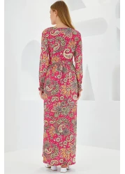 Bigdart فستان حجاب محبوك منقوش بالزهور الوردية للنساء 1525