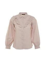  Collection قميص منسوج من القطن باللون البيج TWOSS20GO0357