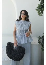 Havoş Gray Layer Blouse Pants Set