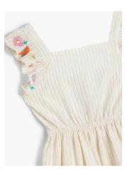 Koton Cotton Dress - Ruffle Detail and Embroidered Sleeves