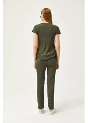 Olalook طقم بنطلون بالازو بلوزة برباط باللون الأخضر للنساء من Nefti TKM-19000196