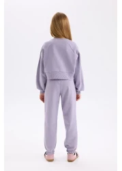 Defacto 2-Piece Set for Girl - Crew Neck Printed Sweatshirt and Elastic Jogger Sweatpants