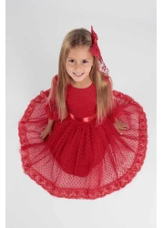 AHENGİM Girl's Trendy Evening Dress - BucKle and Tulle Lace, Ak2209