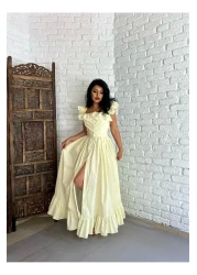 moneta boutique Women's Ruffled Sleeves Long Designer Shirt Dress