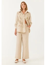 Bianco Lucci Women's Süzene Embroidered Top and Bottom Set 60551003