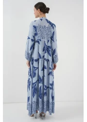 Bigdart 2423 فستان منقوش أصلي - أزرق - كحلي